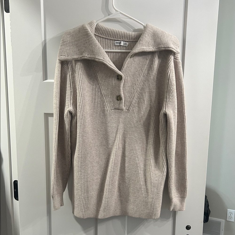 Sonoma Women's Beige Cowl Neck Sweater
